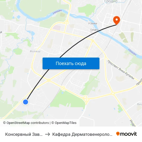 Консервный Завод to Кафедра Дерматовенерологии map