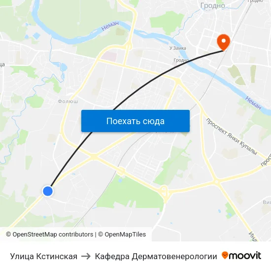 Улица Кстинская to Кафедра Дерматовенерологии map