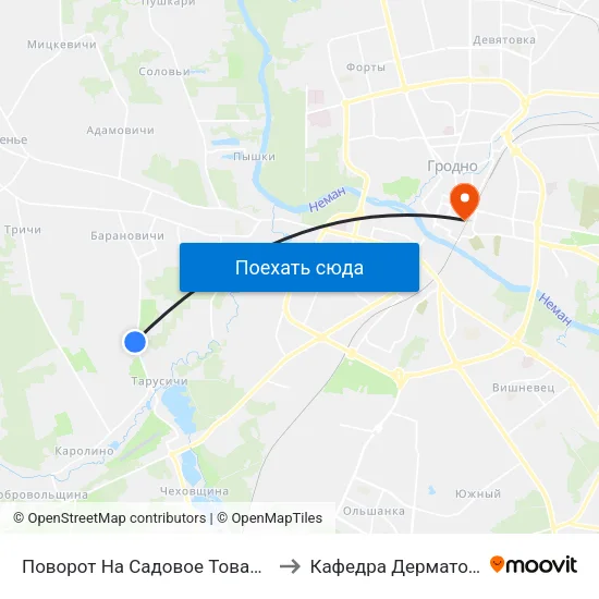 Поворот На Садовое Товарищество «Вишня» to Кафедра Дерматовенерологии map