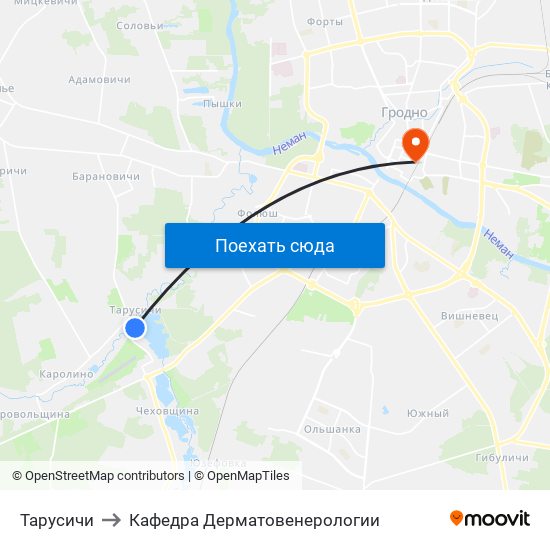 Тарусичи to Кафедра Дерматовенерологии map