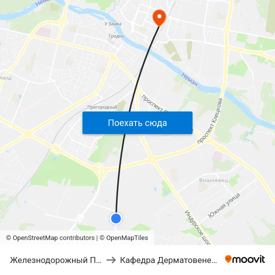 Железнодорожный Переезд to Кафедра Дерматовенерологии map