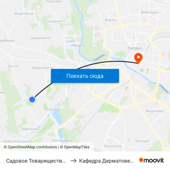 Садовое Товарищество «Пионер» to Кафедра Дерматовенерологии map