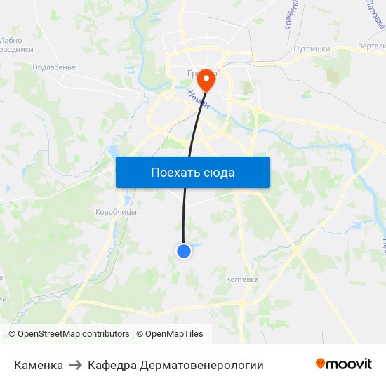 Каменка to Кафедра Дерматовенерологии map