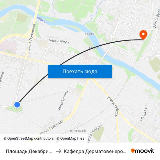 Площадь Декабристов to Кафедра Дерматовенерологии map