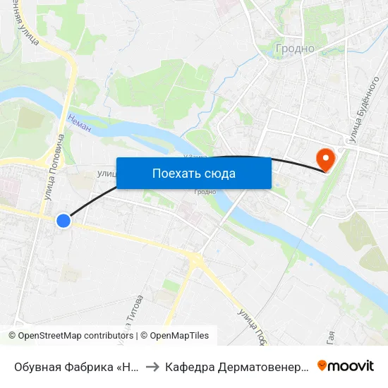 Обувная Фабрика «Неман» to Кафедра Дерматовенерологии map