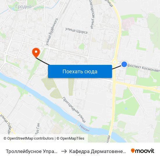 Троллейбусное Управление to Кафедра Дерматовенерологии map