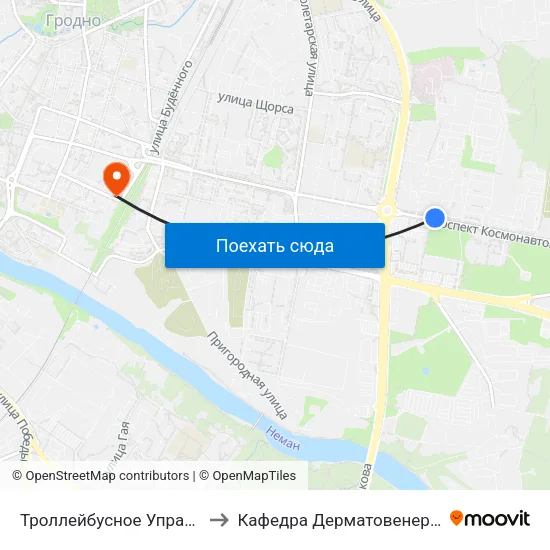 Троллейбусное Управление to Кафедра Дерматовенерологии map