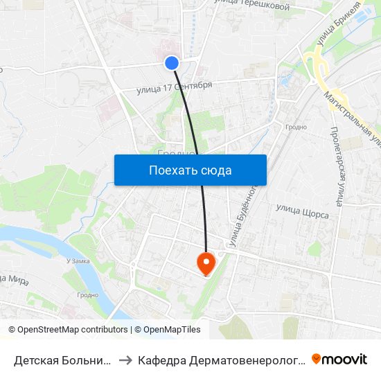 Детская Больница to Кафедра Дерматовенерологии map