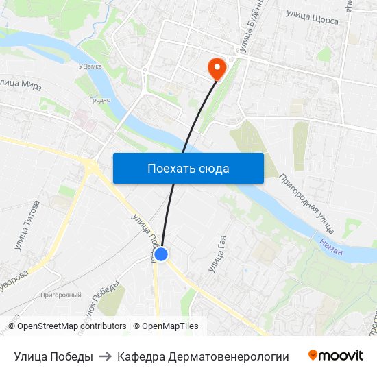 Улица Победы to Кафедра Дерматовенерологии map