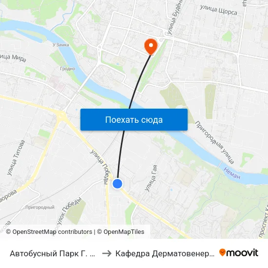 Автобусный Парк Г. Гродно to Кафедра Дерматовенерологии map