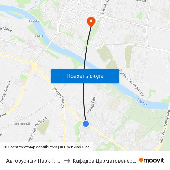 Автобусный Парк Г. Гродно to Кафедра Дерматовенерологии map