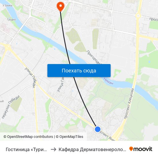 Гостиница «Турист» to Кафедра Дерматовенерологии map