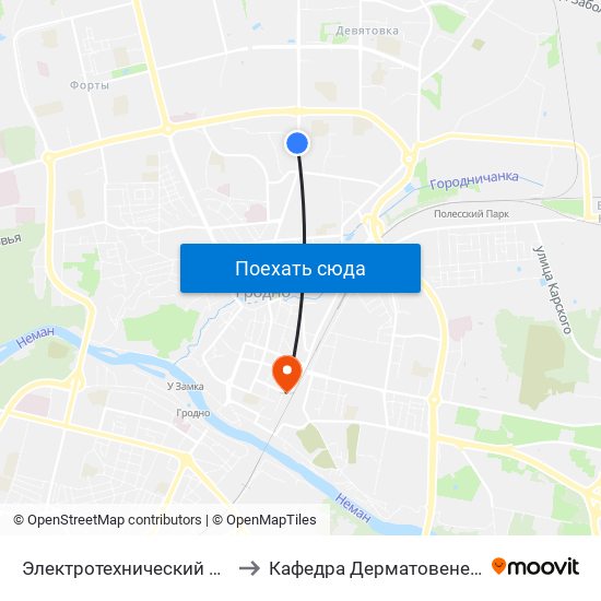 Электротехнический Колледж to Кафедра Дерматовенерологии map