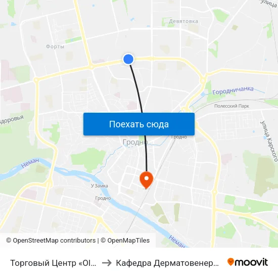 Торговый Центр «Oldcity» to Кафедра Дерматовенерологии map