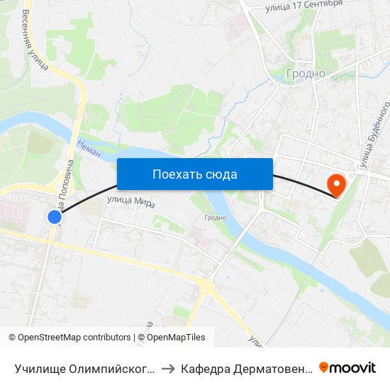 Училище Олимпийского Резерва to Кафедра Дерматовенерологии map