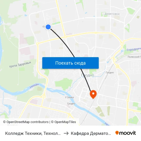 Колледж Техники, Технологий И Дизайна to Кафедра Дерматовенерологии map