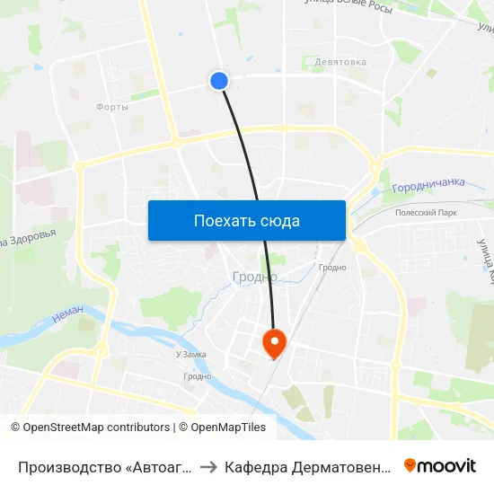 Производство «Автоагрегатов» to Кафедра Дерматовенерологии map