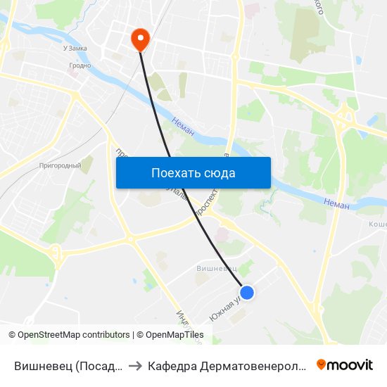 Вишневец (Посадка) to Кафедра Дерматовенерологии map