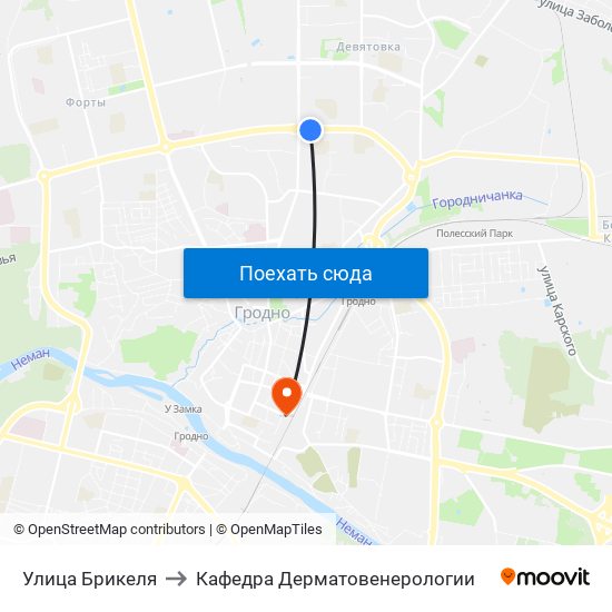 Улица Брикеля to Кафедра Дерматовенерологии map