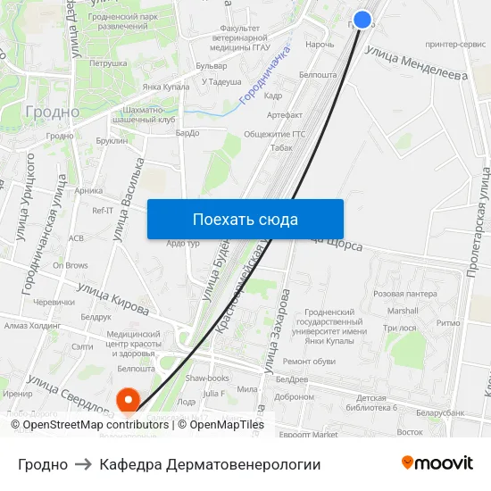 Гродно to Кафедра Дерматовенерологии map