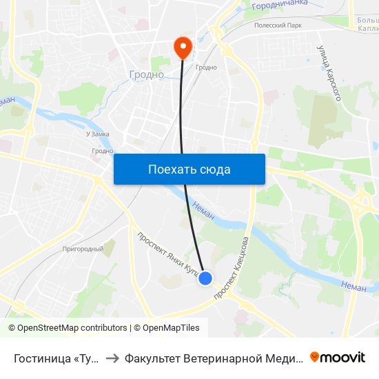 Гостиница «Турист» to Факультет Ветеринарной Медицины Ггау map