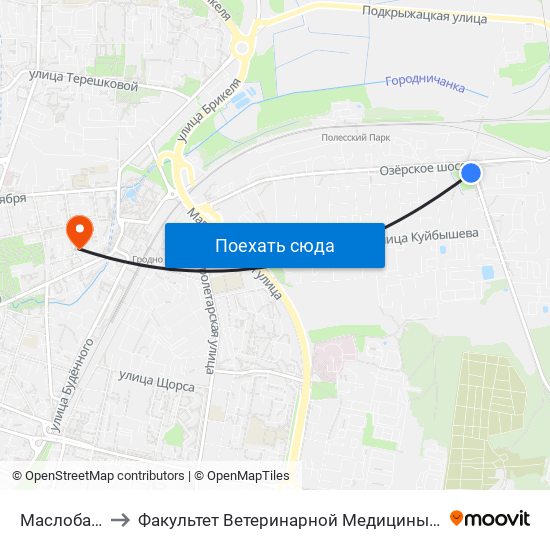 Маслобаза to Факультет Ветеринарной Медицины Ггау map