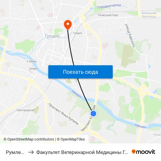 Румлево to Факультет Ветеринарной Медицины Ггау map