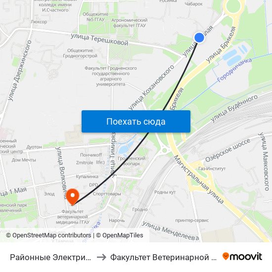 Районные Электрические Сети to Факультет Ветеринарной Медицины Ггау map