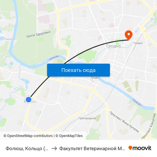 Фолюш, Кольцо (Высадка) to Факультет Ветеринарной Медицины Ггау map