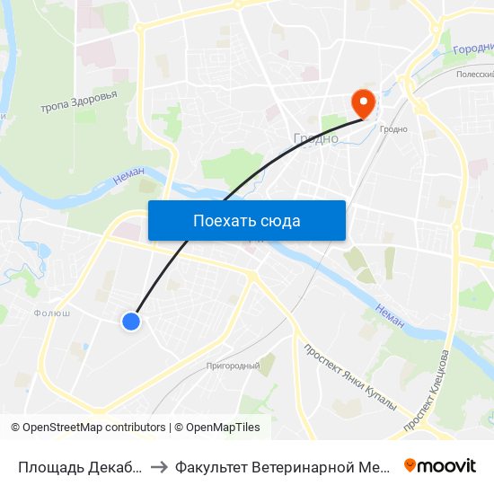 Площадь Декабристов to Факультет Ветеринарной Медицины Ггау map