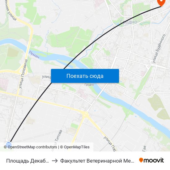 Площадь Декабристов to Факультет Ветеринарной Медицины Ггау map