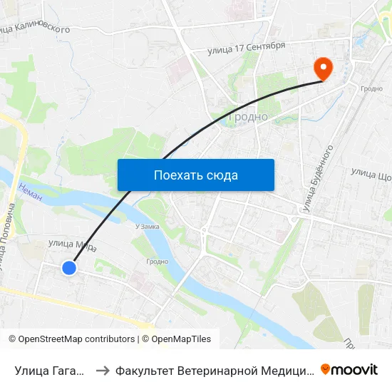 Улица Гагарина to Факультет Ветеринарной Медицины Ггау map