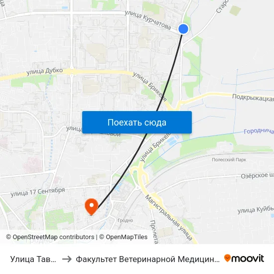 Улица Тавлая to Факультет Ветеринарной Медицины Ггау map