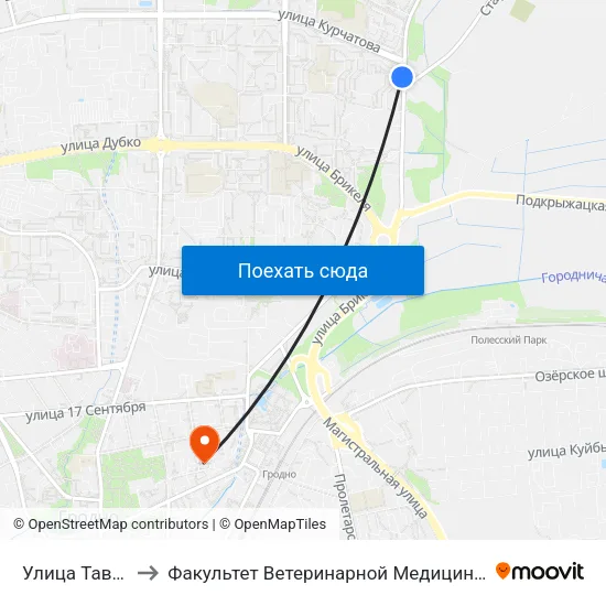 Улица Тавлая to Факультет Ветеринарной Медицины Ггау map