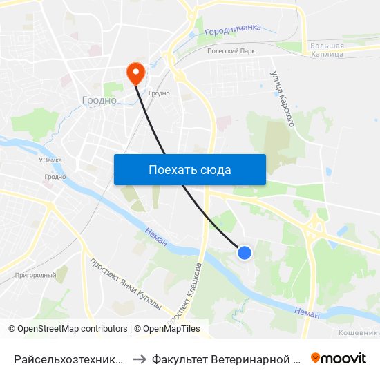 Райсельхозтехника (Высадка) to Факультет Ветеринарной Медицины Ггау map