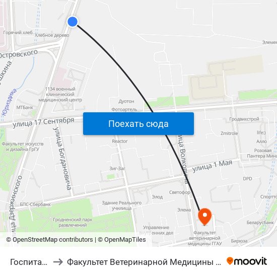 Госпиталь to Факультет Ветеринарной Медицины Ггау map