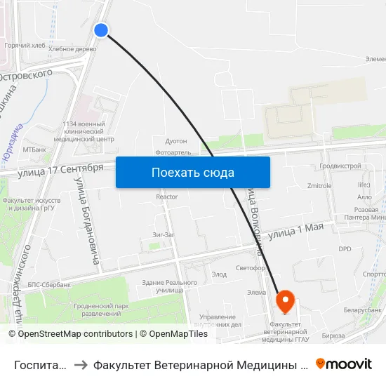 Госпиталь to Факультет Ветеринарной Медицины Ггау map