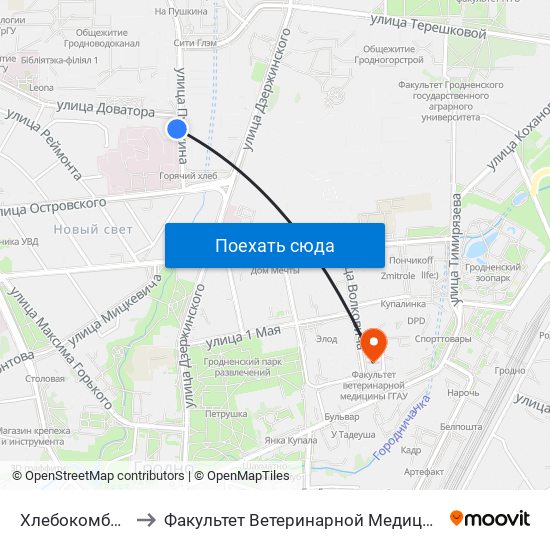 Хлебокомбинат to Факультет Ветеринарной Медицины Ггау map