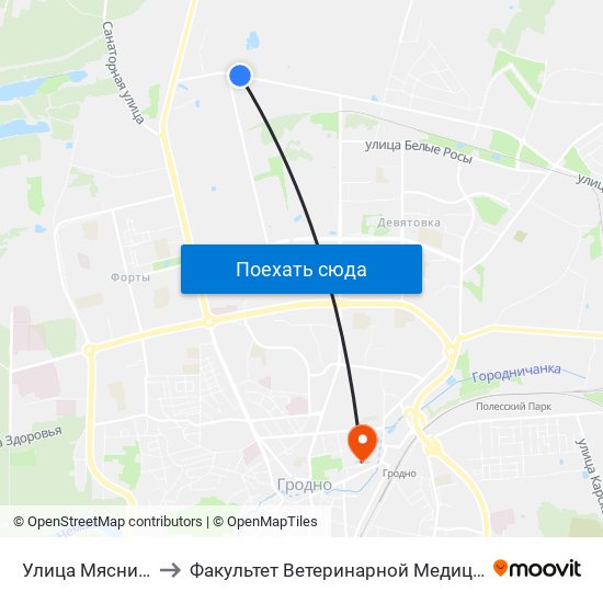 Улица Мясницкая to Факультет Ветеринарной Медицины Ггау map