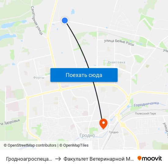 Гродноагроспецавтотранс to Факультет Ветеринарной Медицины Ггау map