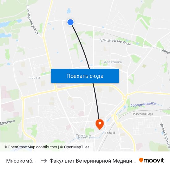 Мясокомбинат to Факультет Ветеринарной Медицины Ггау map