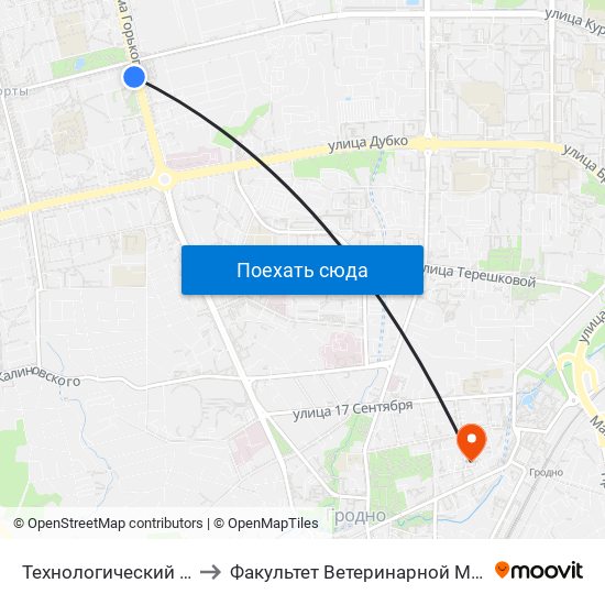 Технологический Колледж to Факультет Ветеринарной Медицины Ггау map