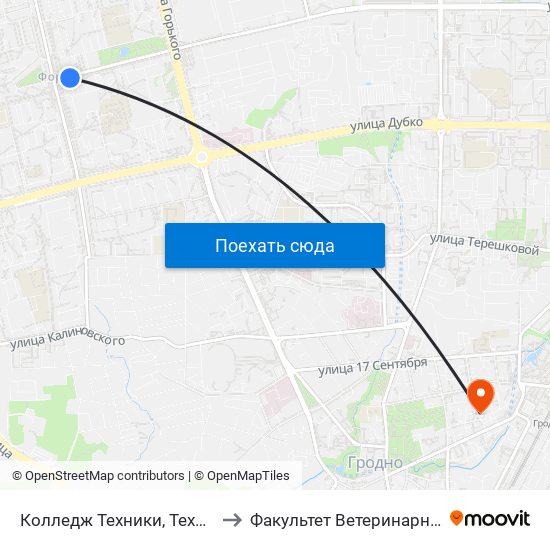 Колледж Техники, Технологий И Дизайна to Факультет Ветеринарной Медицины Ггау map