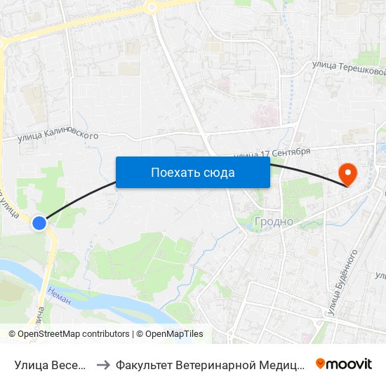 Улица Весенняя to Факультет Ветеринарной Медицины Ггау map