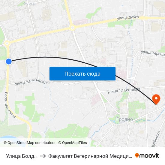 Улица Болдина to Факультет Ветеринарной Медицины Ггау map