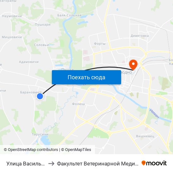 Улица Васильковая to Факультет Ветеринарной Медицины Ггау map
