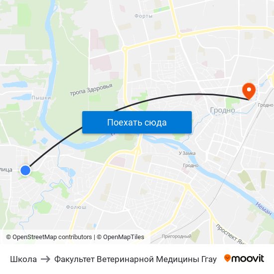 Школа to Факультет Ветеринарной Медицины Ггау map