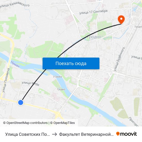 Улица Советских Пограничников to Факультет Ветеринарной Медицины Ггау map