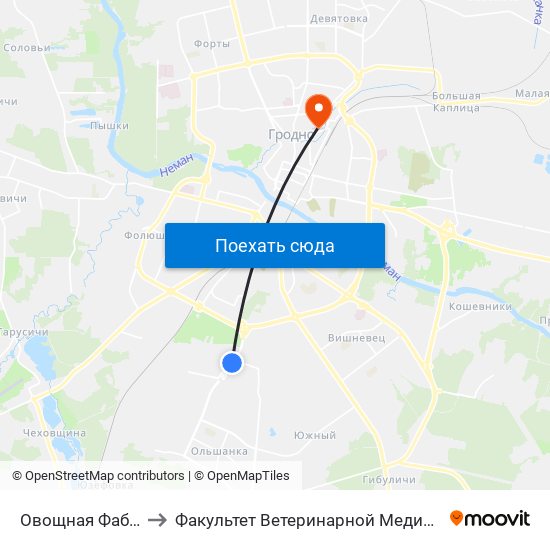 Овощная Фабрика to Факультет Ветеринарной Медицины Ггау map