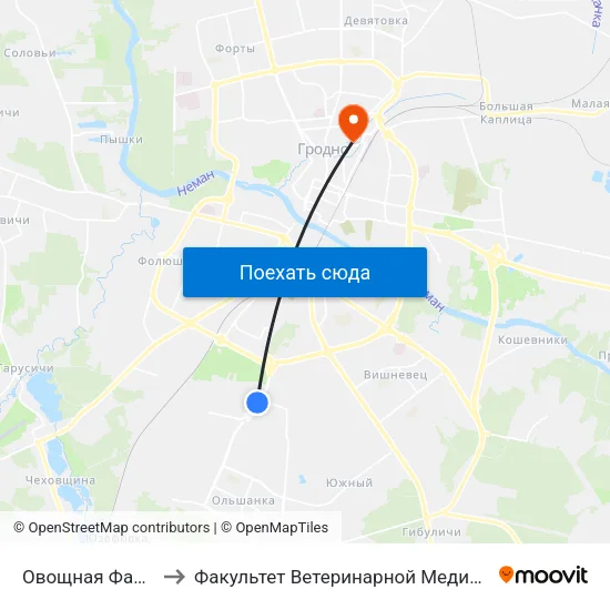 Овощная Фабрика to Факультет Ветеринарной Медицины Ггау map